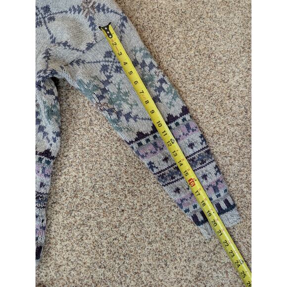 Vintage 90s St Johns Bay Wool Blend Sweater Large V-Neck Nordic Fair Isle Purple - Picture 11 of 13